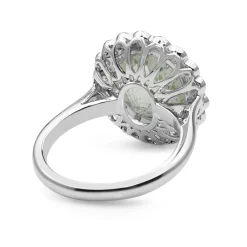 18ct White Gold Aquamarine and Diamond Daisy Ring