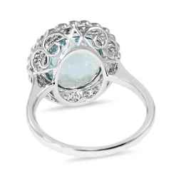 18ct White Gold Aquamarine and Diamond Daisy Ring