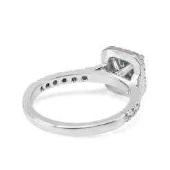 18ct White Gold Aquamarine and Diamond Cushion Shaped Halo Ring
