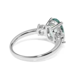 18ct White Gold Aquamarine and Diamond 3 Stone Ring