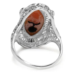 14ct White Gold Art Deco Cameo and Diamond Ring