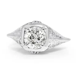 14ct White Gold Art Deco Diamond Solitaire Ring