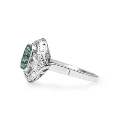 18ct White Gold Art Deco Emerald and Diamond Ring