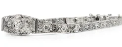 14ct White Gold Art Deco Old Cut Diamond Filigree Bracelet