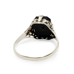10ct White Gold Art Deco Onyx and Diamond Ring