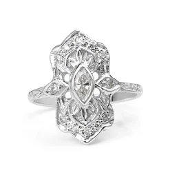 18ct White Gold Art Deco Replica Ring