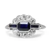 18ct White Gold Art Deco Sapphire and Old Cut Diamond Ring