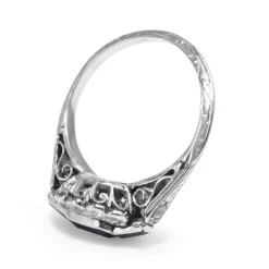 18ct White Gold Art Deco Sapphire and Old Cut Diamond Ring
