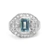 14ct White Gold Art Deco Style Aquamarine and Diamond Ring