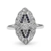 18ct White Gold Art Deco Style Sapphire and Diamond Ring