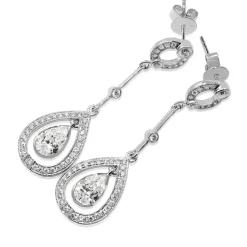 18ct White Gold Art Deco Style Diamond Drop Earrings