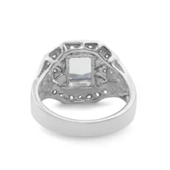 14ct White Gold Art Deco Style Aquamarine and Diamond Ring