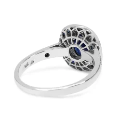 9ct White Gold Art Deco Style Sapphire and Diamond Ring