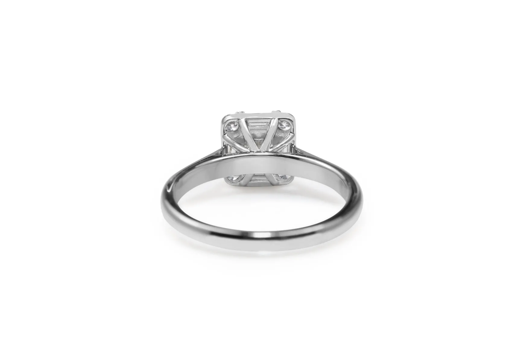 18ct White Gold Asscher Diamond Halo Ring