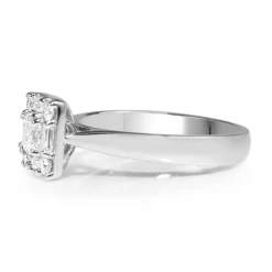 18ct White Gold Asscher Halo Diamond Ring
