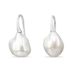 9ct White Gold Baroque Fresh Water Pearl Earrings