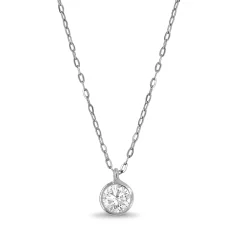 18ct White Gold Bezel Set Diamond Solitaire Pendant