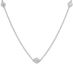 18ct White Gold Bezel Set Diamond Chain / Necklace