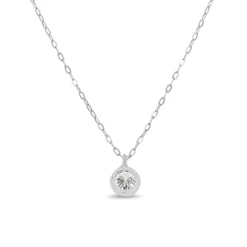 18ct White Gold Bezel Set Diamond Solitaire Pendant