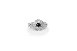 18ct White Gold Black and White Diamond Cluster Ring