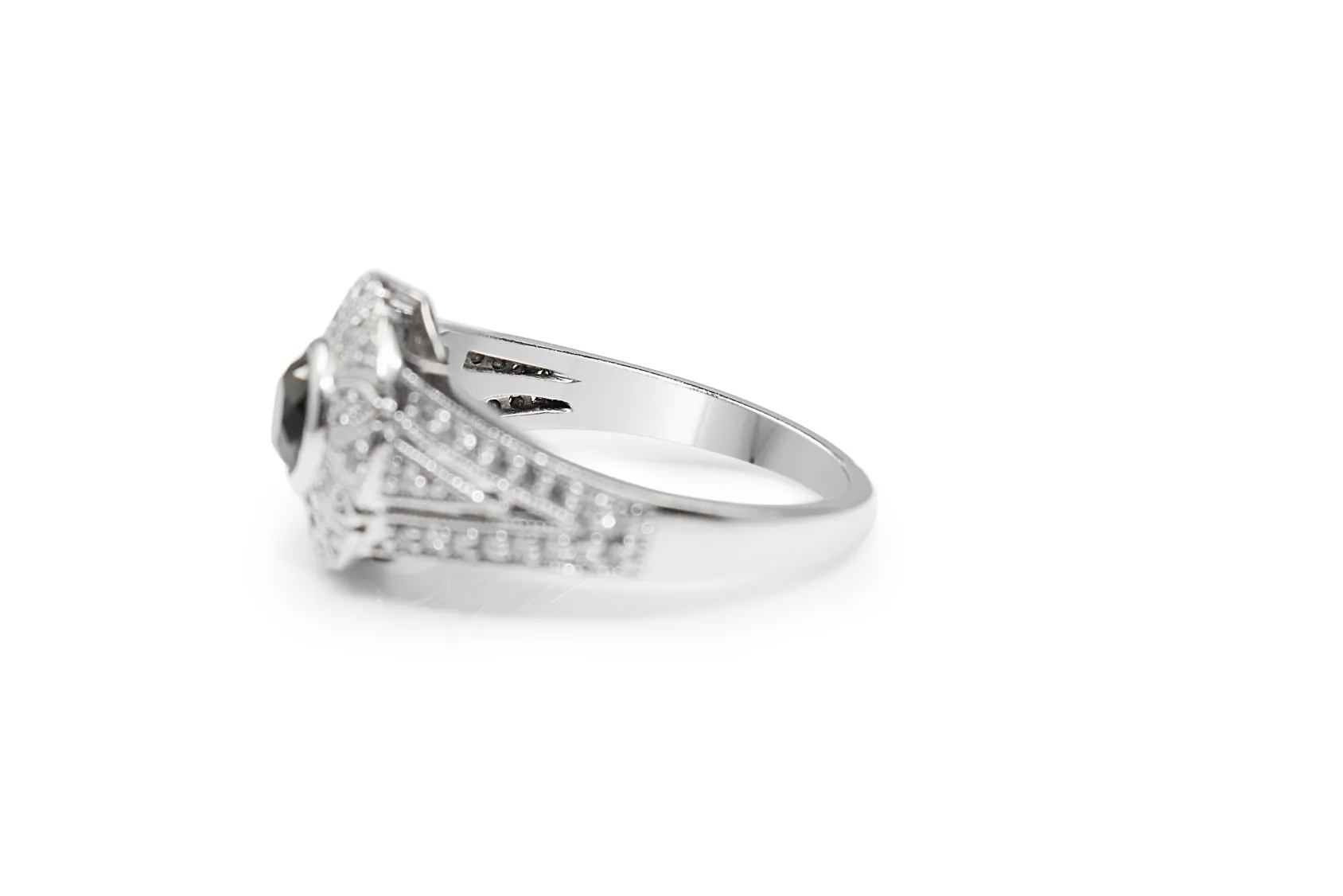 18ct White Gold Black and White Diamond Cluster Ring