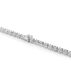 18ct White Gold Brilliant and Emerald Cut Diamond Tennis Bracelet