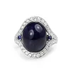 18ct White Gold Cabochon Sapphire and Diamond Ring