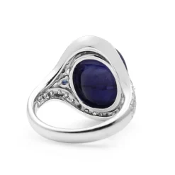 18ct White Gold Cabochon Sapphire and Diamond Ring