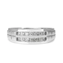 14ct White Gold Channel Set Mens Diamond Ring