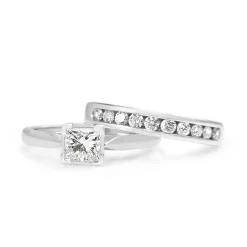 18ct White Gold Channel Set Diamond Band