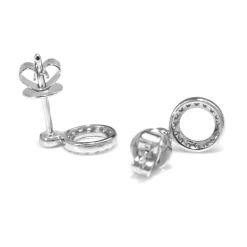 9ct White Gold Circle Diamond Stud Earrings