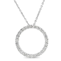 9ct White Gold Circle of Life Diamond Necklace