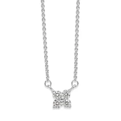 9ct White Gold 'Clover' Style Diamond Necklace