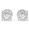 18ct White Gold Cluster Diamond Stud Earrings