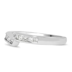 18ct White Gold Cross Over Channel Set Diamond Band Ring