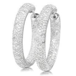 14ct White Gold 4.00ct Diamond Hoop Earrings