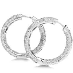 14ct White Gold 4.00ct Diamond Hoop Earrings