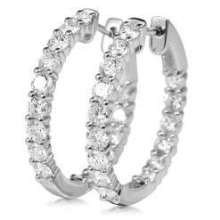 18ct White Gold 2.60ct Diamond Hoop Earrings