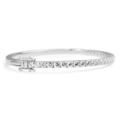 9ct White Gold 3.00ct Hinged Diamond Bangle