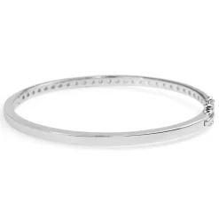 9ct White Gold 3.00ct Hinged Diamond Bangle