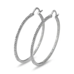 14ct White Gold .75ct Large Diamond Hoop Earrings