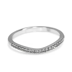 10ct White Gold Curved Diamond Band Ring