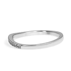 10ct White Gold Curved Diamond Band Ring