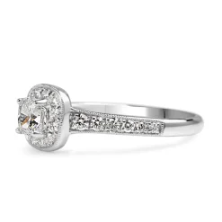 18ct White Gold Cushion Diamond Halo Ring