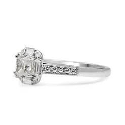 18ct White Gold Cushion Diamond Halo Ring