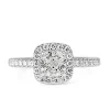 18ct White Gold Cushion Halo Diamond Ring