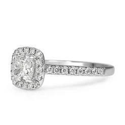 18ct White Gold Cushion Halo Diamond Ring