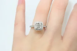 18ct White Gold Cushion Halo Diamond Ring