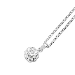 9ct White Gold Daisy Flower Diamond Necklace