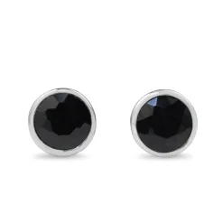9ct White Gold Dark Bezel Sapphire Stud Earrings